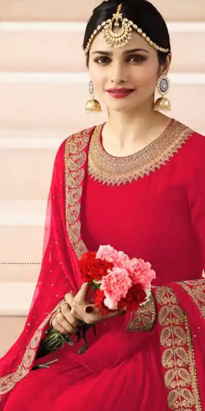 FC 7171 Red Color Georgette Embroidery work Anarkali Suit Casual, Wedding, Party, Festive, Events Etc. Expected Delivery 4-6 Working Days @1999/- | Anarkali Suits, Bollywood Anarkali, Creative-Anarkali, Designer Anarkali, Embroidered Anarkali, Party Wear Anarkali