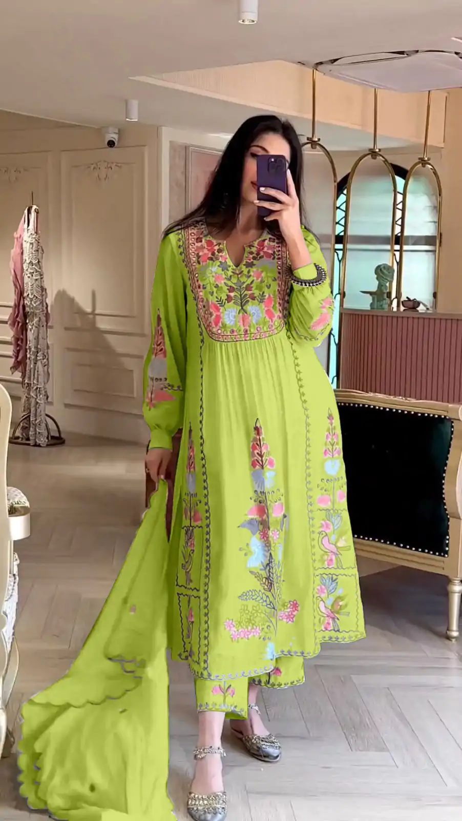 AD 118 Green Color Georgette Embroidery Work Salwar Suit Casual, Wedding, Festive, Events Etc. Expected Delivery  4-6 Working Days @1950/- | Jump Suits, Casual Suits, Creative suits, Designer Suits, Palazzo Suits, Party Wear Suits, Salwar suit, Straight Suits