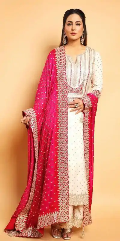 NSR 803 White Color Faux Georgette Embroidery Work Sharara Suit Casual, Wedding, Party, Festive, Events Etc. Expected Delivery 4-6 Working Days @2199/- | Jump Suits, Casual Suits, Creative suits, Designer Suits, Palazzo Suits, Party Wear Suits, Patiala Suits, Salwar suit, Straight Suits