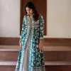 Beautiful Blue Color Cotton Slub Embroidery Work Sharara Suit