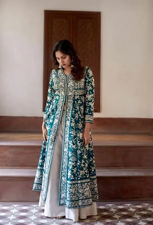  MF TAPARIA  Blue Color Cotton Slub With Heavy Embroidery Work Sharara Suit Wedding, Party, Festive, Events Etc. Expected 4-6 Working Days @1849/- | Jump Suits, Casual Suits, Creative suits, Designer Suits, Palazzo Suits, Party Wear Suits, Patiala Suits, Salwar suit, Straight Suits