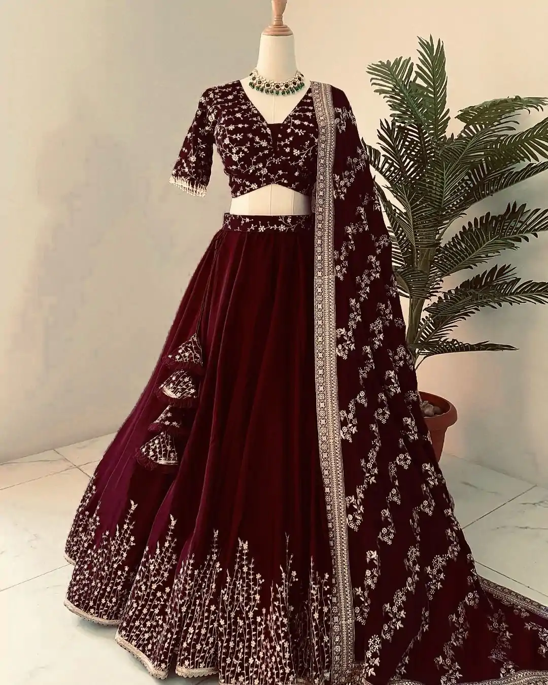 ZF 358 Dark Maroon Faux Georgette With Heavy Embroidery Sequence Work Lehenga Choli Wedding, Party, Events Etc. Expected Delivery 4-6 Working Days 2099/- | Bollywood Lehenga, Creative Lehenga, Designer Lehenga, Embroidered Lehenga, Lehenga, Party Wear Lehenga
