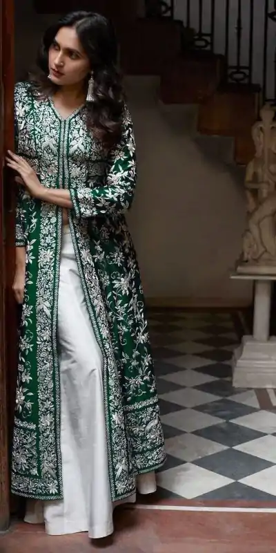  MF TAPARIA  Green Color Cotton Slub With Heavy Embroidery Work Sharara Suit Wedding, Party, Festive, Events Etc. Expected 4-6 Working Days @1849/- | Jump Suits, Casual Suits, Creative suits, Designer Suits, Palazzo Suits, Party Wear Suits, Patiala Suits, Salwar suit, Straight Suits