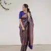 Beautiful Navy Blue Color Soft Lichi Silk With Ordinary Design Saree