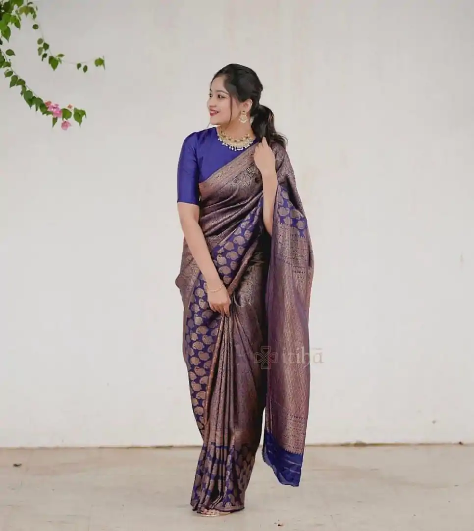 DDF SUPRIYA Navy Blue Color Soft Lichi Silk With Ordinary Design Saree Casual, Party Wear, Wedding, Events Etc. Expected Delivery 4-6 Working Days 1399/- | Bollywood Sarees, Creative Sarees, Designer Sarees, Embroidered Sarees, Ethnic Saree, Modern Digital sarees, Party Wear Sarees, Sarees