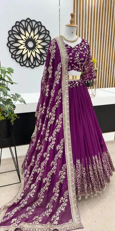 ZF 358 Purple Color Faux Georgette With Heavy Embroidery Sequence Work Lehenga Choli Wedding, Party, Events Etc. Expected Delivery 4-6 Working Days 2099/- | Bollywood Lehenga, Creative Lehenga, Designer Lehenga, Embroidered Lehenga, Lehenga, Party Wear Lehenga