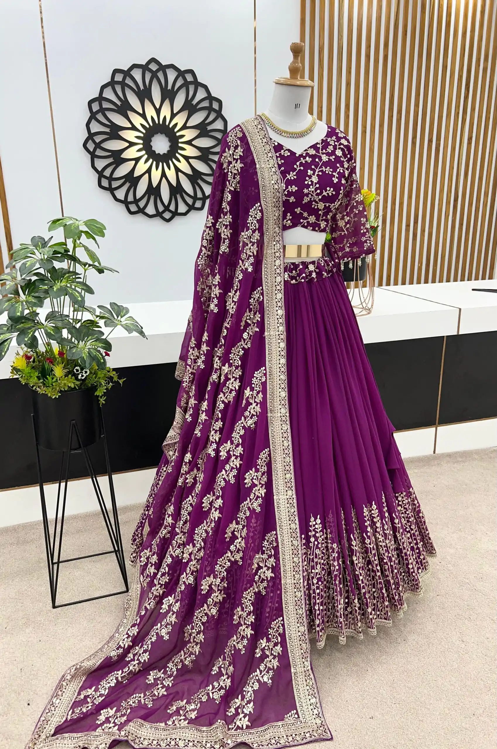 ZF 358 Purple Color Faux Georgette With Heavy Embroidery Sequence Work Lehenga Choli Wedding, Party, Events Etc. Expected Delivery 4-6 Working Days 2099/- | Bollywood Lehenga, Creative Lehenga, Designer Lehenga, Embroidered Lehenga, Lehenga, Party Wear Lehenga