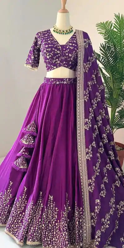 ZF 358 Purple Color Faux Georgette With Heavy Embroidery Sequence Work Lehenga Choli Wedding, Party, Events Etc. Expected Delivery 4-6 Working Days 2099/- | Bollywood Lehenga, Creative Lehenga, Designer Lehenga, Embroidered Lehenga, Lehenga, Party Wear Lehenga