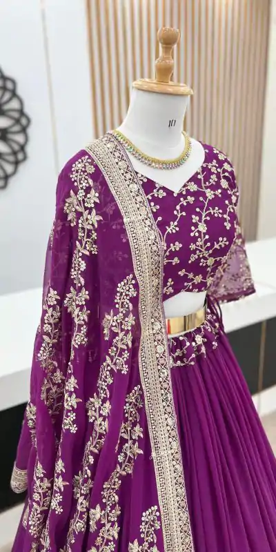 ZF 358 Purple Color Faux Georgette With Heavy Embroidery Sequence Work Lehenga Choli Wedding, Party, Events Etc. Expected Delivery 4-6 Working Days 2099/- | Bollywood Lehenga, Creative Lehenga, Designer Lehenga, Embroidered Lehenga, Lehenga, Party Wear Lehenga