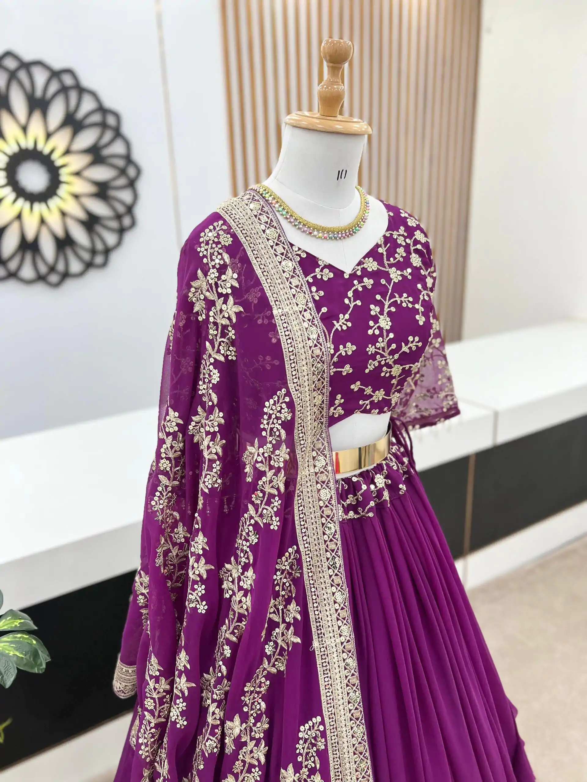 ZF 358 Purple Color Faux Georgette With Heavy Embroidery Sequence Work Lehenga Choli Wedding, Party, Events Etc. Expected Delivery 4-6 Working Days 2099/- | Bollywood Lehenga, Creative Lehenga, Designer Lehenga, Embroidered Lehenga, Lehenga, Party Wear Lehenga