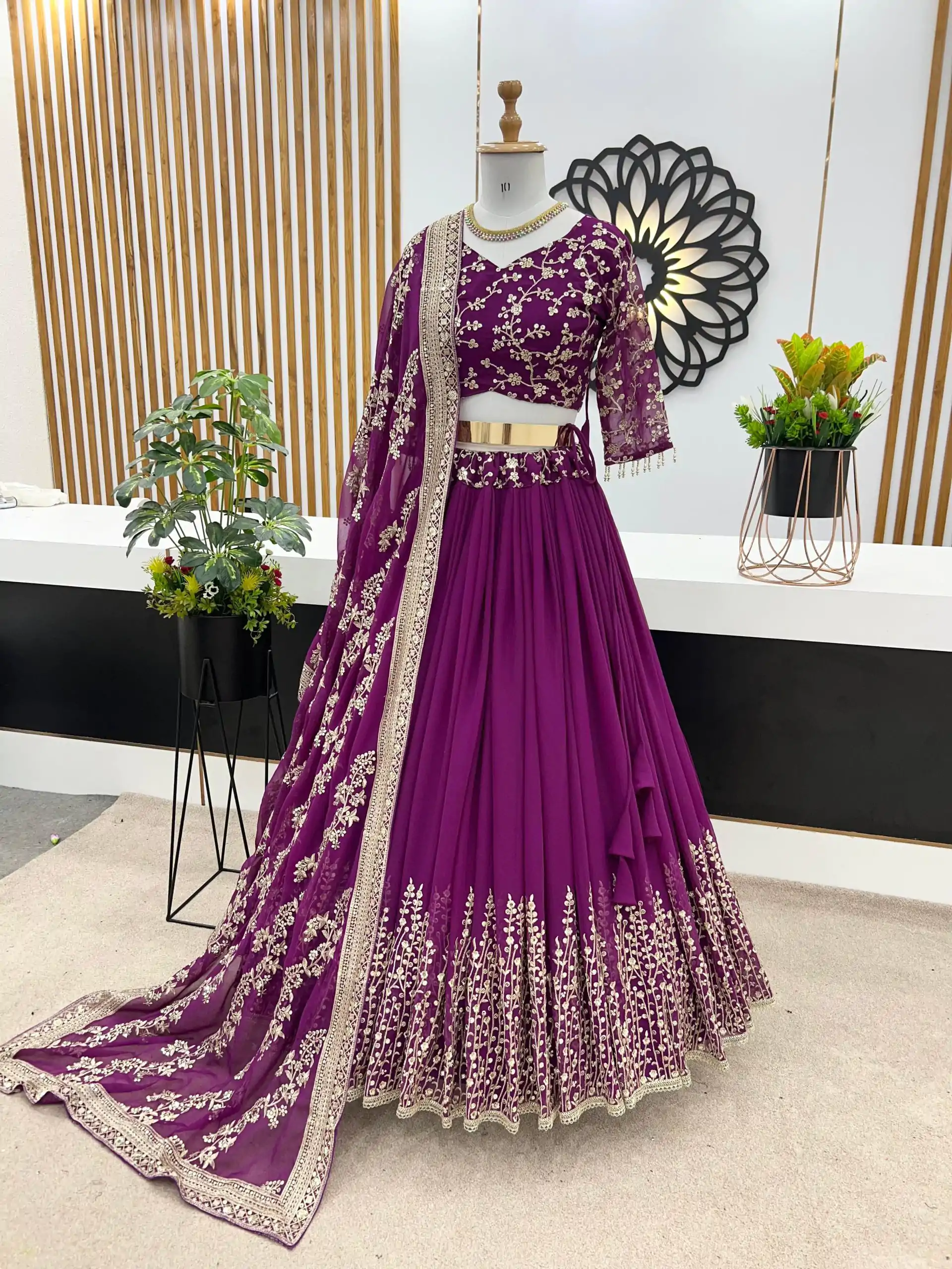 ZF 358 Purple Color Faux Georgette With Heavy Embroidery Sequence Work Lehenga Choli Wedding, Party, Events Etc. Expected Delivery 4-6 Working Days 2099/- | Bollywood Lehenga, Creative Lehenga, Designer Lehenga, Embroidered Lehenga, Lehenga, Party Wear Lehenga
