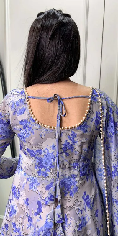 YNF 5008 Voilet Color Georgette Floral Printed Party Wear Gown Casual, Wedding, Party, Festive, Events Etc. Expected Delivery 4-6 Working Days 1799/- | Bollywood Gowns, Creative Gowns, Designer Gowns, Embroidered Gowns, Gowns, Party Wear Gowns