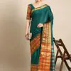 Brilliant Green Color Narayan Pet Zari Weaving Work Saree