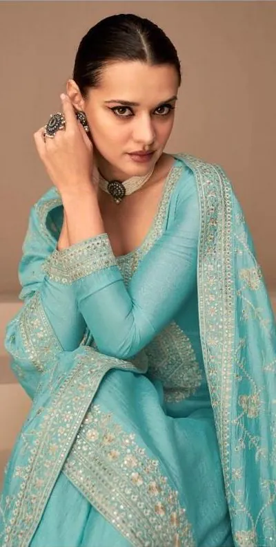 Ashirwad 9522 Sky Blue Color Sequence Embroidery Stone Work Salwar Suit , Wedding, Party, Festive, Events Etc. Expected Delivery 4-6 Working Days @2250/- | Jump Suits, Casual Suits, Creative suits, Designer Suits, Palazzo Suits, Party Wear Suits, Salwar suit, Straight Suits