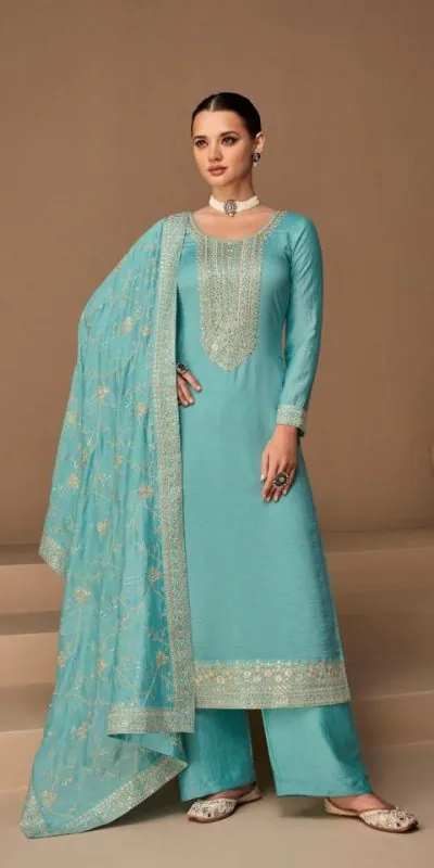 Ashirwad 9522 Sky Blue Color Sequence Embroidery Stone Work Salwar Suit , Wedding, Party, Festive, Events Etc. Expected Delivery 4-6 Working Days @2250/- | Jump Suits, Casual Suits, Creative suits, Designer Suits, Palazzo Suits, Party Wear Suits, Salwar suit, Straight Suits