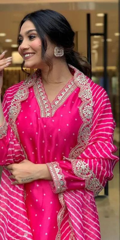 AD 149 Pink Color Heavy Modal Silk Embroidery work Kurti Casual, Wedding, Party, Festive, Events Etc. Expected Delivery 4-6 Working Days @1899/- | Bollywood Kurti, Creative Kurtis, Designer Kurti, Kurti, Party Wear Kurti, Selfie Kurti