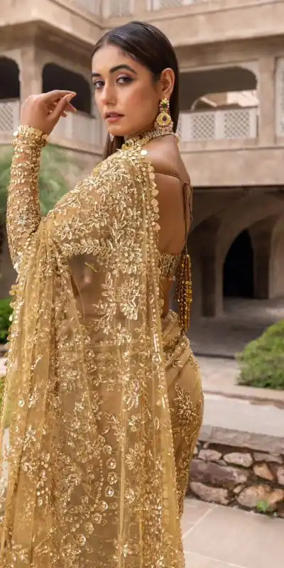 DF 3398 Golden Color Mono Butterfly Net Embroidery work Saree  Casual, Wedding, Festive, Events Etc. Expected Delivery 4-6 Working Days @1799/- | Bollywood Sarees, Creative Sarees, Designer Sarees, Embroidered Sarees, Ethnic Saree, Modern Digital sarees, Party Wear Sarees, Sarees