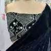Dreamy Black Color Heavy Velvet with Lace work. Sequence Designer Saree