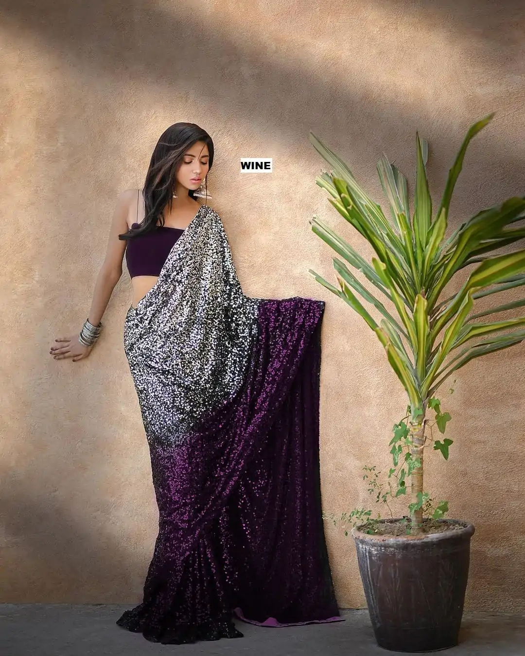 DF 3367 Wine Color Heavy 60 Gram Georgette Sequins Work Saree Casual, Party Wear, Wedding, Events Etc Delivery Expected.4-6 Working Days 1750/- | Bollywood Sarees, Creative Sarees, Designer Sarees, Embroidered Sarees, Ethnic Saree, Modern Digital sarees, Party Wear Sarees, Sarees
