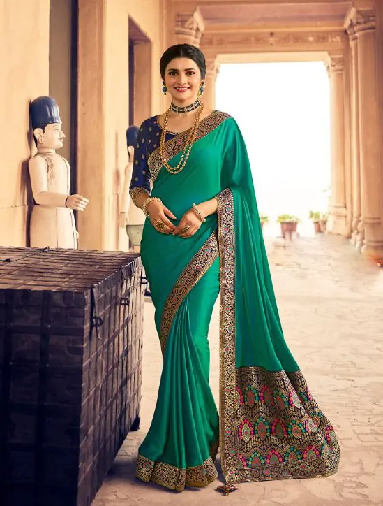 JR TANVI Rama Green Saree : Premium Sana Silk With Beautiful Jacquard Lace Blouse : Heavy Jacquard Fabrics Daily, Casual, Festive @1549/- | Bollywood Sarees, Creative Sarees, Designer Sarees, Embroidered Sarees, Ethnic Saree, Modern Digital sarees, Party Wear Sarees, Sarees