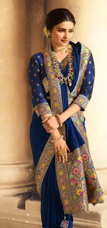 Exemplary Dark Green Saree : Georgette Work : Digital Print With Heavy Embroidered Lace Border Blouse : Banglori Silk Daily, Casual, Festive @1899/- | Bollywood Sarees, Creative Sarees, Designer Sarees, Embroidered Sarees, Ethnic Saree, Modern Digital sarees, Party Wear Sarees, Sarees