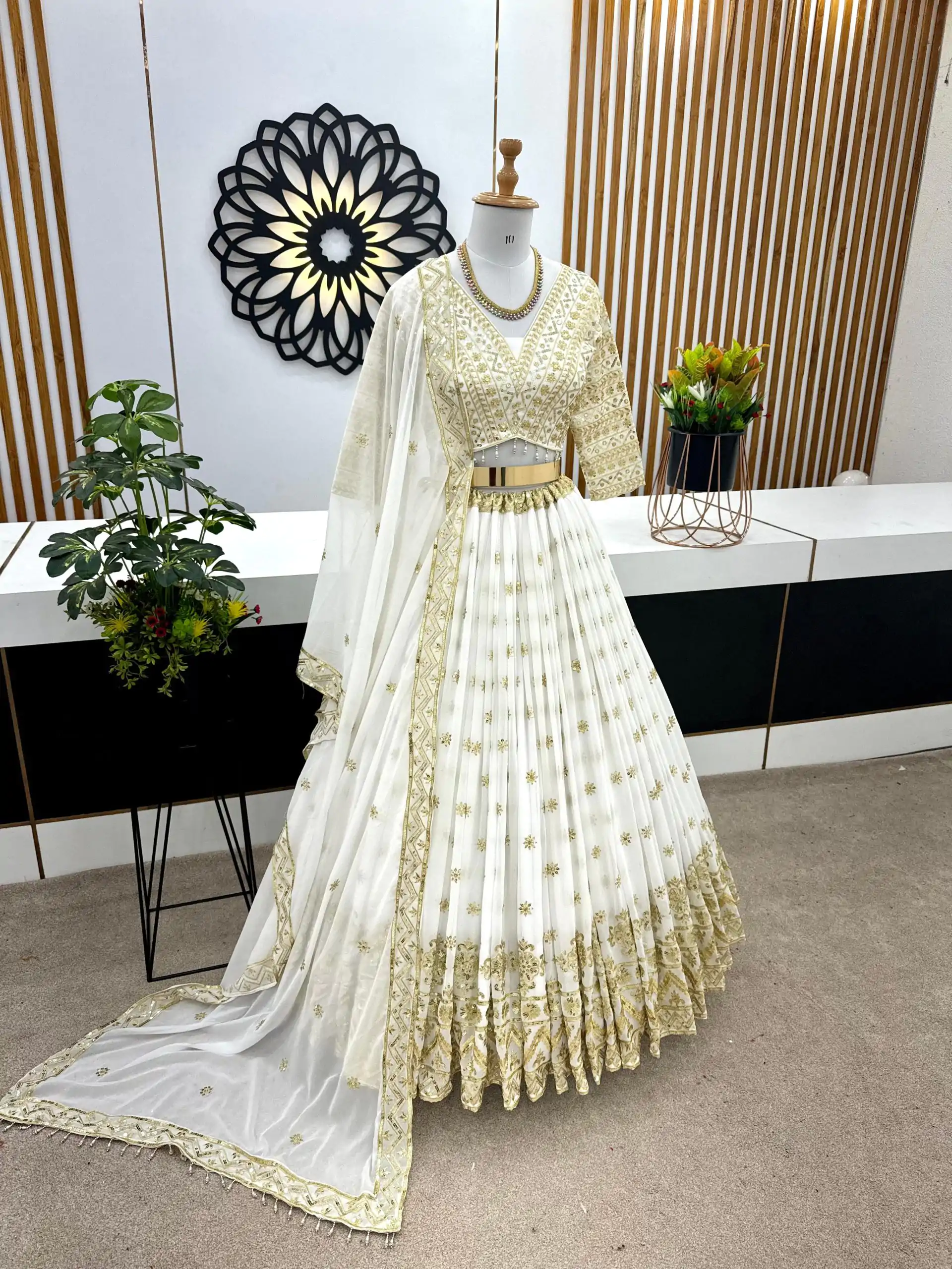 ZSR 3061 White Color Faux Georgette With Heavy Embroidery Sequence Work Lehenga Choli Wedding, Party, Events Etc. Expected Delivery 4-6 Working Days 2299/- | Bollywood Lehenga, Creative Lehenga, Designer Lehenga, Embroidered Lehenga, Lehenga, Party Wear Lehenga