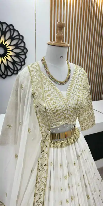 ZSR 3061 White Color Faux Georgette With Heavy Embroidery Sequence Work Lehenga Choli Wedding, Party, Events Etc. Expected Delivery 4-6 Working Days 2299/- | Bollywood Lehenga, Creative Lehenga, Designer Lehenga, Embroidered Lehenga, Lehenga, Party Wear Lehenga