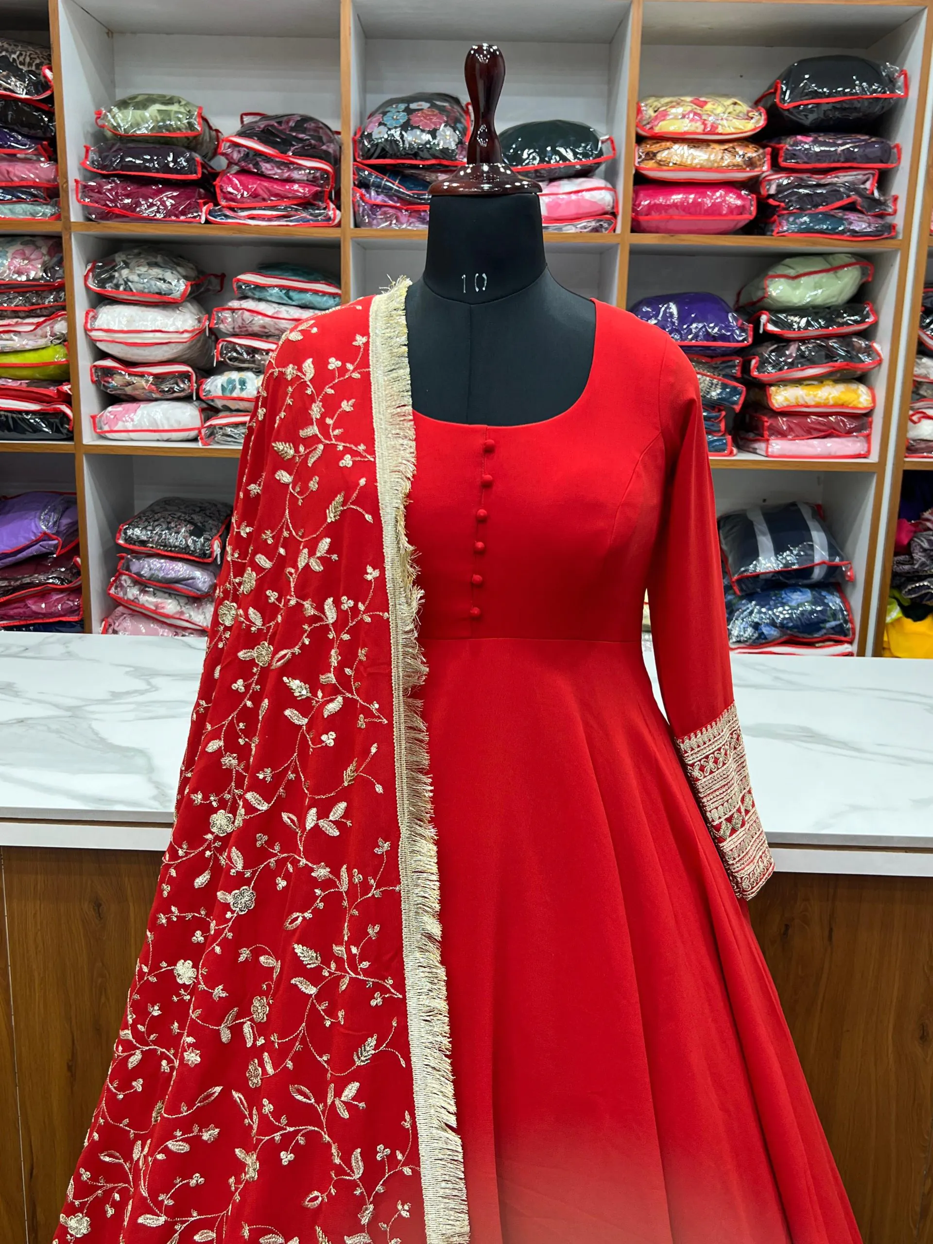 KB 241 Red color Pure Soft Faux Georgette Anarkali Suit Casual, Wedding, Party, Festive, Events Etc. Expected Delivery  4-6 Working Days @2199/- | Anarkali Suits, Bollywood Anarkali, Creative-Anarkali, Designer Anarkali, Embroidered Anarkali, Party Wear Anarkali
