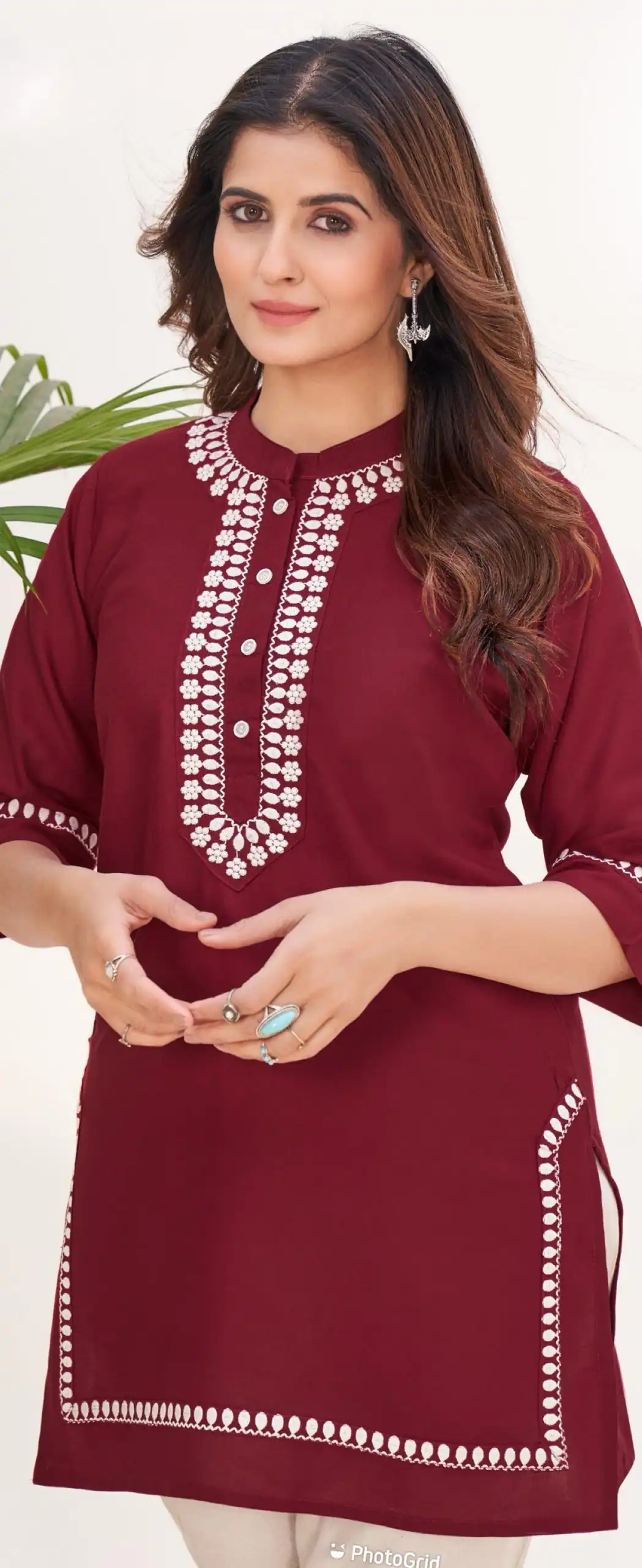 INLI Zia Wine Color Rayon With Embroidery work Kurti Casual, Wedding, Party, Festive, Events Etc. Expected Delivery 4-6 Working Days @1299/- | Bollywood Kurti, Creative Kurtis, Designer Kurti, Kurti, Party Wear Kurti, Selfie Kurti