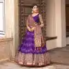 Glamorous Purple Color Tussar Silk Dot And Ajarakh & Drawstring With Foil Printed & Heavy Tassels Lehenga Choli