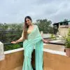 JR 582 Sky Blue Color Georgette Sequence Work Saree Casual, Party Wear, Wedding, Events Etc. Expected Delivery 4-6 Working Days @1599/- | Bollywood Sarees, Creative Sarees, Designer Sarees, Embroidered Sarees, Ethnic Saree, Modern Digital sarees, Party Wear Sarees, Sarees