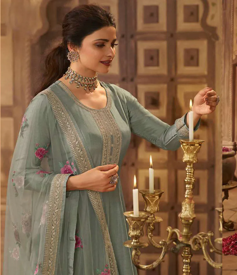 FC Noor Grey Gown Dola Silk Embroidery Sequence Work Anarkali Suit Wedding, Party, Festive events, etc.  Expected Delivery  4-6 Working Days @2399/- Only | Anarkali Suits, Bollywood Anarkali, Creative-Anarkali, Designer Anarkali, Embroidered Anarkali, Party Wear Anarkali