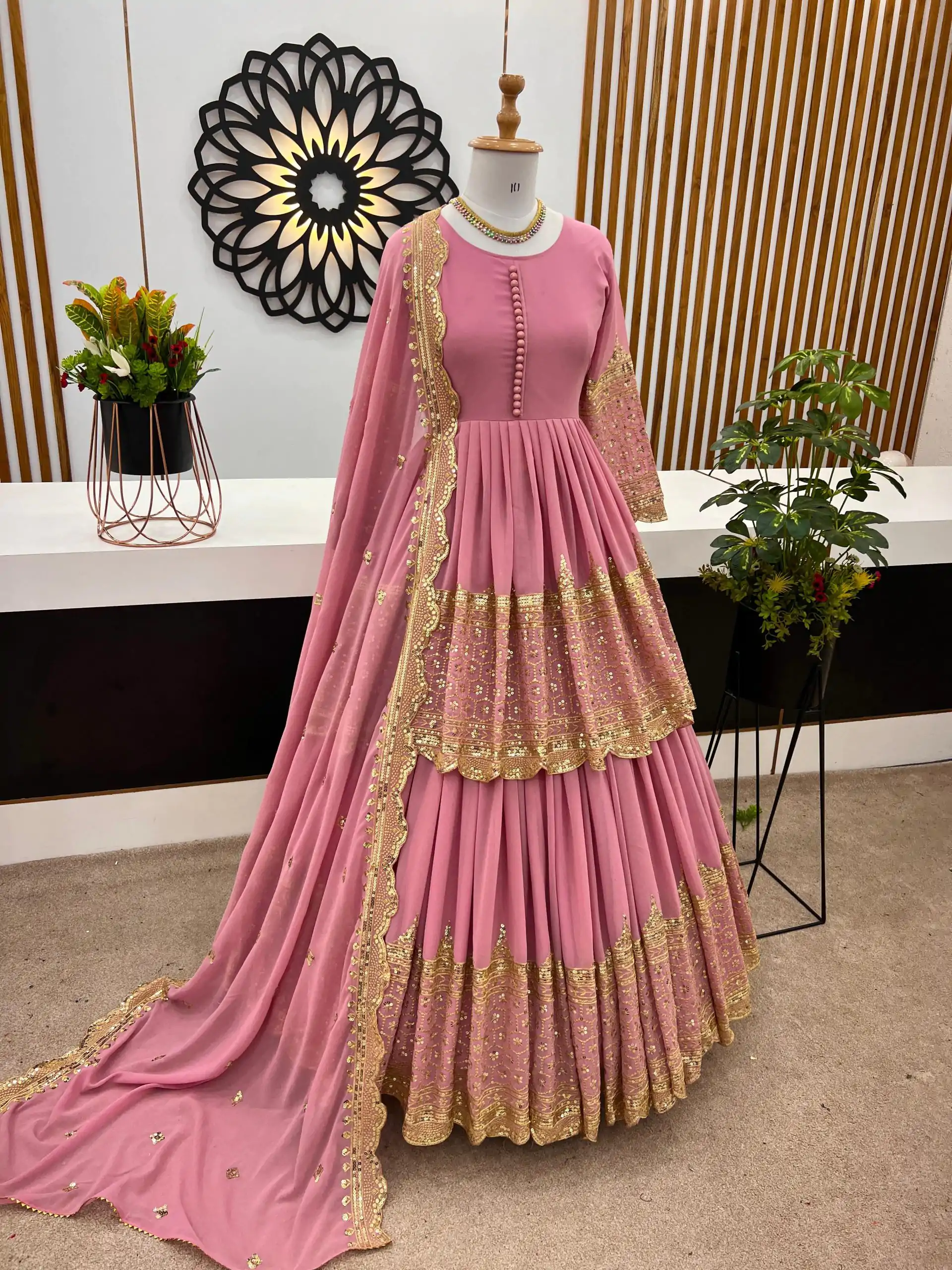 ZF 362 Pink Color Faux Georgette With Heavy Embroidery Sequence Work Lehenga Choli Wedding, Party, Events Etc. Expected Delivery 4-6 Working Days 2099/- | Bollywood Lehenga, Creative Lehenga, Designer Lehenga, Embroidered Lehenga, Lehenga, Party Wear Lehenga