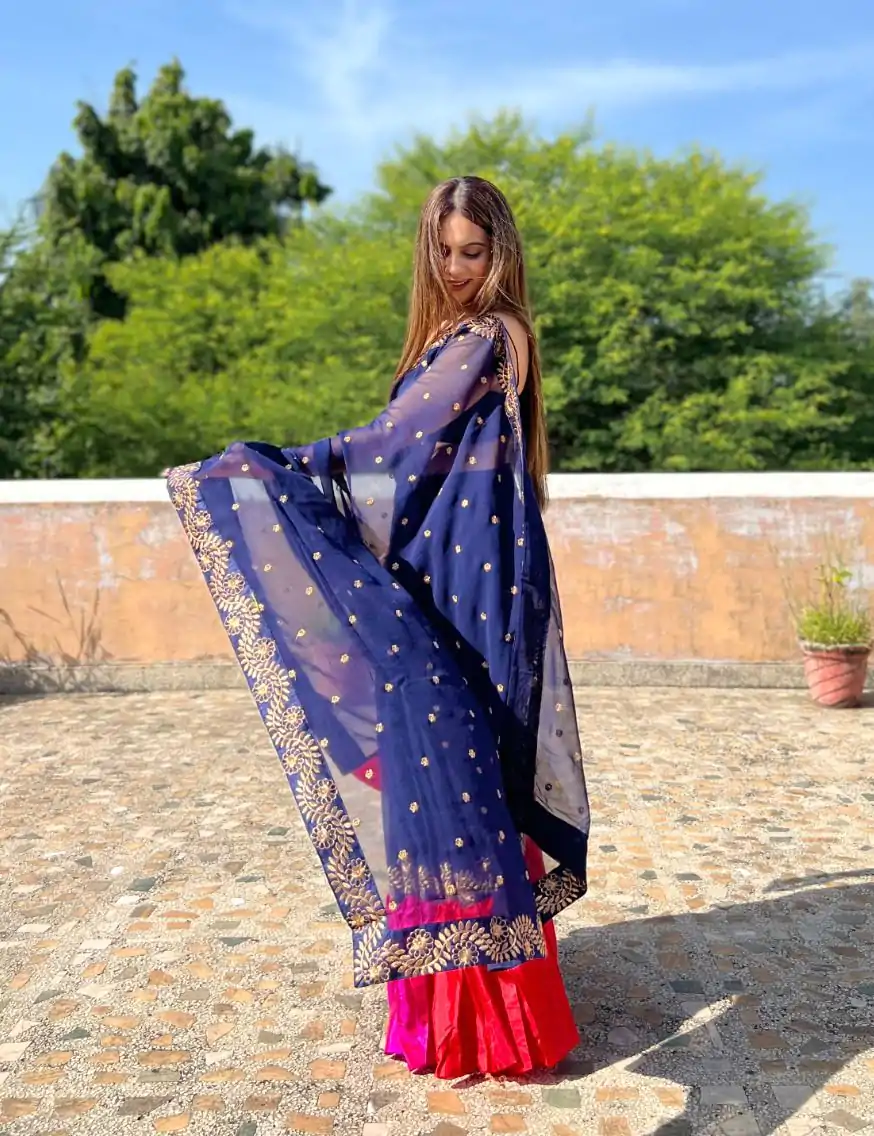 JR 612 Navy Blue Color Georgette With Embroidery Work Saree Casual, Party Wear, Wedding, Events Etc. Expected Delivery 4-6 Working Days 1649/- | Bollywood Sarees, Creative Sarees, Designer Sarees, Embroidered Sarees, Ethnic Saree, Modern Digital sarees, Party Wear Sarees, Sarees