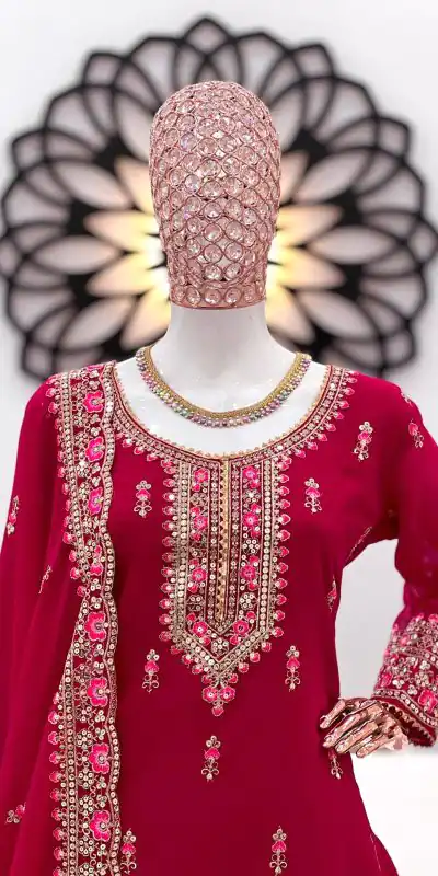 ZF 367 Maroon Color Faux Georgette thread Sequence Work Sharara Suit Casual, Wedding, Party, Festive, Events Etc. Expected Delivery 4-6 Working Days @2399/- | Jump Suits, Casual Suits, Creative suits, Designer Suits, Palazzo Suits, Party Wear Suits, Patiala Suits, Salwar suit, Straight Suits