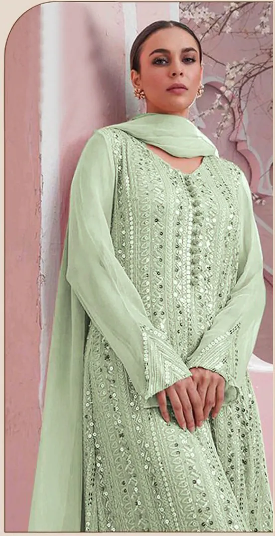 DS 001255 Parrot Green Color Georgette Embroidered Straight Pakistani Salwar Suit Wedding, Festive, Events Etc. Expected Delivery 4-6 Working Days @1949/- | Jump Suits, Casual Suits, Creative suits, Designer Suits, Palazzo Suits, Party Wear Suits, Patiala Suits, Salwar suit, Straight Suits