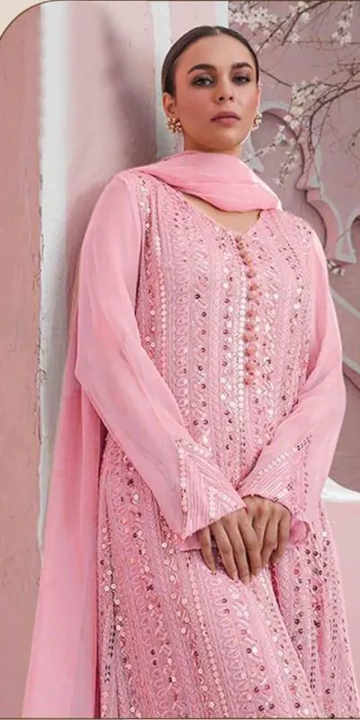 DS 001255 Pink Color Georgette Embroidered Straight Pakistani Salwar Suit Casual, Wedding, Festive, Events Etc. Expected Delivery 4-6 Working Days @1949/- | Jump Suits, Casual Suits, Creative suits, Designer Suits, Palazzo Suits, Party Wear Suits, Patiala Suits, Salwar suit, Straight Suits
