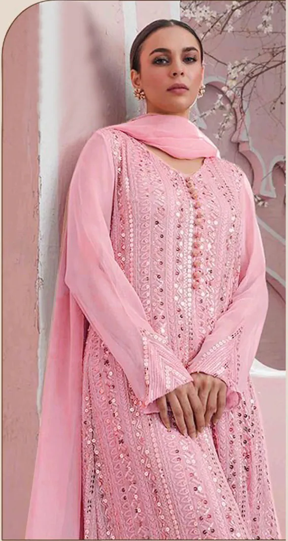 DS 001255 Pink Color Georgette Embroidered Straight Pakistani Salwar Suit Casual, Wedding, Festive, Events Etc. Expected Delivery 4-6 Working Days @1949/- | Jump Suits, Casual Suits, Creative suits, Designer Suits, Palazzo Suits, Party Wear Suits, Patiala Suits, Salwar suit, Straight Suits