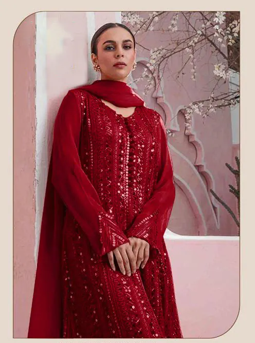 DS 001255 Red Color Georgette Embroidered Straight Pakistani Salwar Suit Casual, Wedding, Festive, Events Etc. Expected Delivery 4-6 Working Days @1949/- | Jump Suits, Casual Suits, Creative suits, Designer Suits, Palazzo Suits, Party Wear Suits, Patiala Suits, Salwar suit, Straight Suits