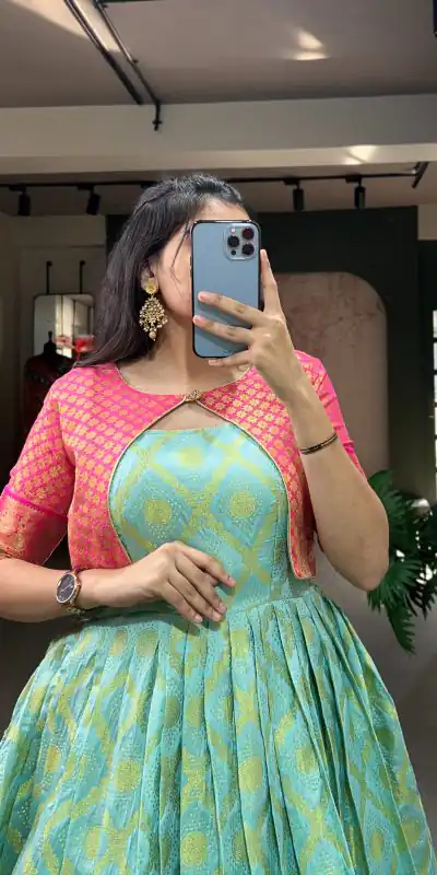 YNF 5301 Green Color Gown : Georgette Work : Printed Casual, Wedding, Festive, Events, Designer Party Wear, White Gown @1649/- | Bollywood Gowns, Creative Gowns, Designer Gowns, Embroidered Gowns, Gowns, Party Wear Gowns