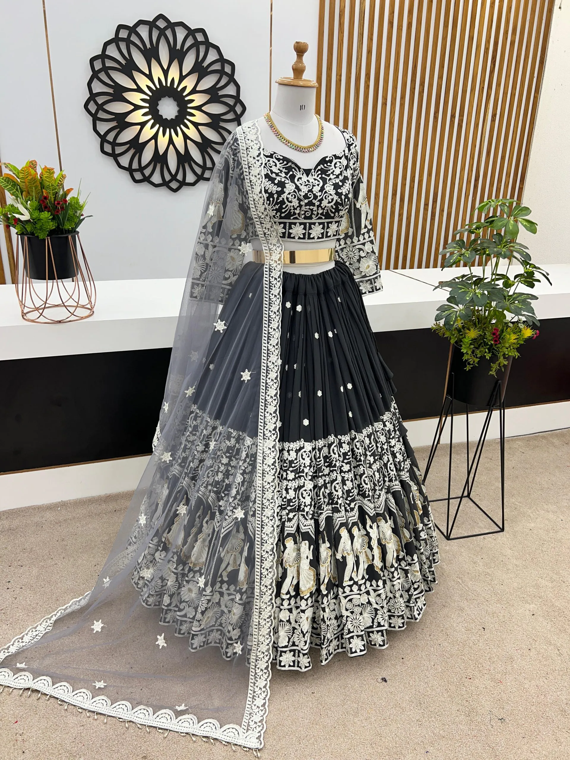 ZF 366 Black Color Faux Georgette Embroidery Work Lehenga Choli Wedding, Party,Events Etc. Expected Delivery 4-6 Working Days 2049/- | Bollywood Lehenga, Creative Lehenga, Designer Lehenga, Embroidered Lehenga, Lehenga, Party Wear Lehenga