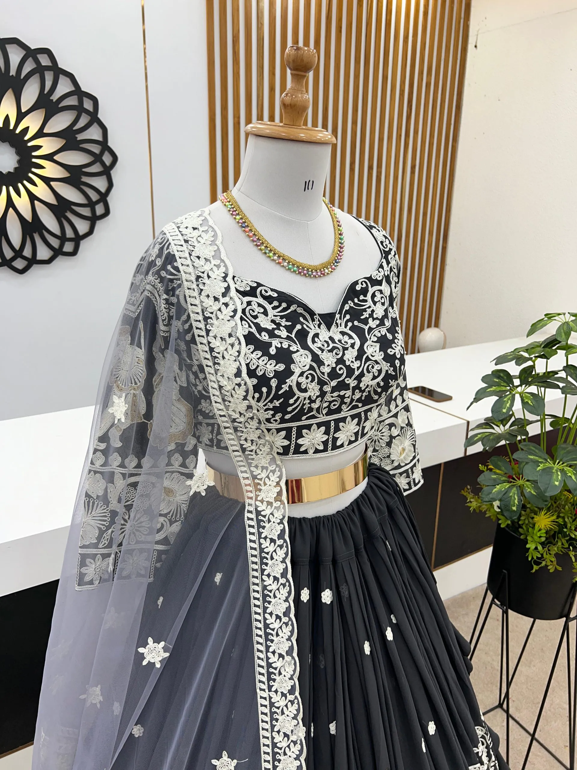 ZF 366 Black Color Faux Georgette Embroidery Work Lehenga Choli Wedding, Party,Events Etc. Expected Delivery 4-6 Working Days 2049/- | Bollywood Lehenga, Creative Lehenga, Designer Lehenga, Embroidered Lehenga, Lehenga, Party Wear Lehenga