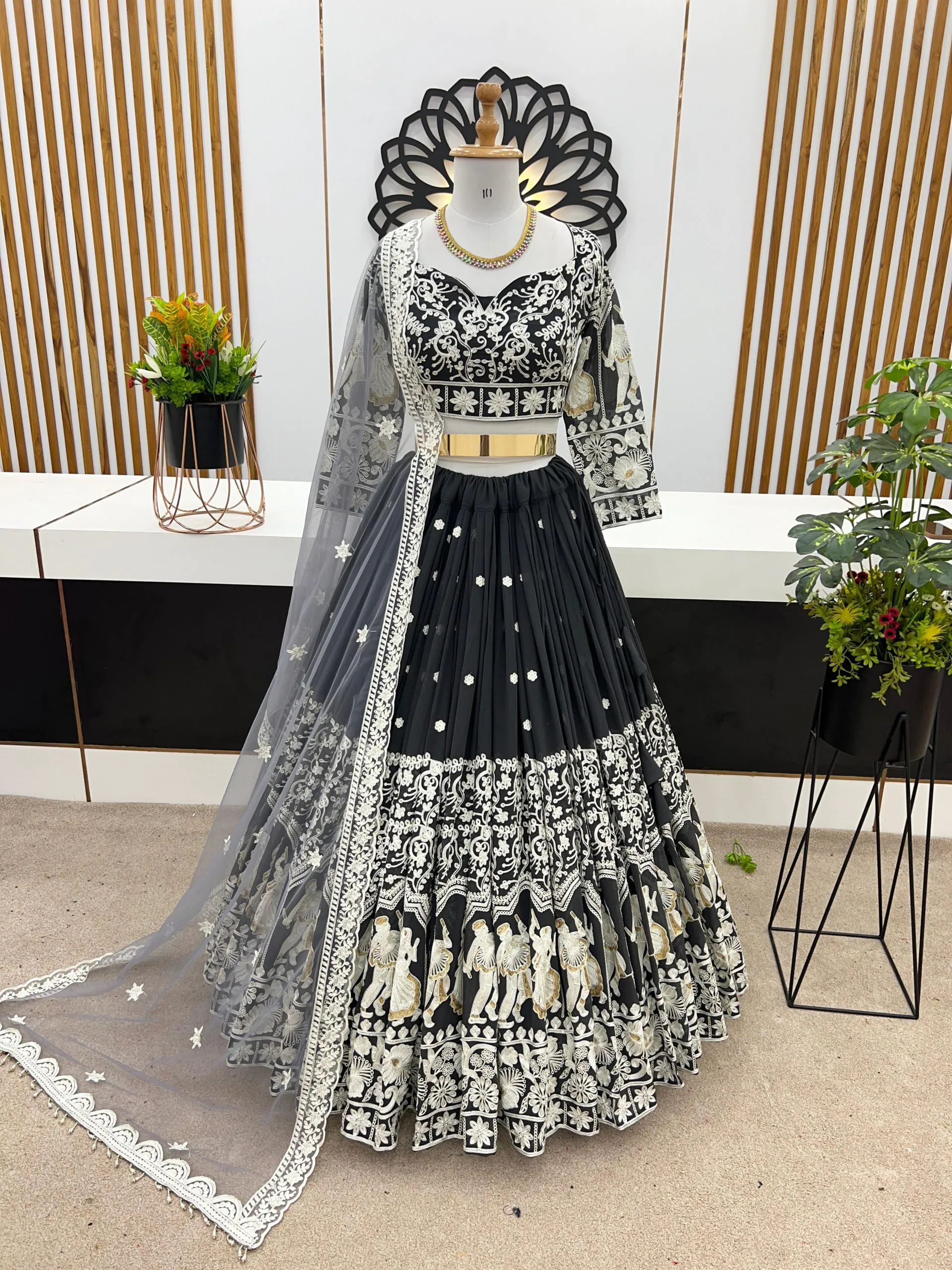 ZF 366 Black Color Faux Georgette Embroidery Work Lehenga Choli Wedding, Party,Events Etc. Expected Delivery 4-6 Working Days 2049/- | Bollywood Lehenga, Creative Lehenga, Designer Lehenga, Embroidered Lehenga, Lehenga, Party Wear Lehenga