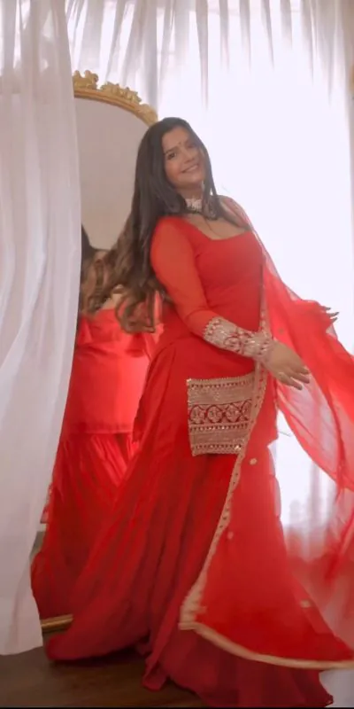 RTC 5662 Red Color Faux Georgette thread Sequence Work Sharara Suit Casual, Wedding, Party, Festive, Events Etc. Expected Delivery 4-6 Working Days @1949/- | Jump Suits, Casual Suits, Creative suits, Designer Suits, Palazzo Suits, Party Wear Suits, Patiala Suits, Salwar suit, Straight Suits