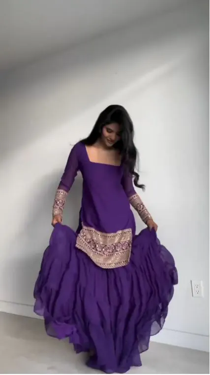 RTC 5662 Voilet Color Faux Georgette thread Sequence Work Sharara Suit Casual, Wedding,, Festive, Events Etc. Expected Delivery 4-6 Working Days @1949/- | Jump Suits, Casual Suits, Creative suits, Designer Suits, Palazzo Suits, Party Wear Suits, Patiala Suits, Salwar suit, Straight Suits