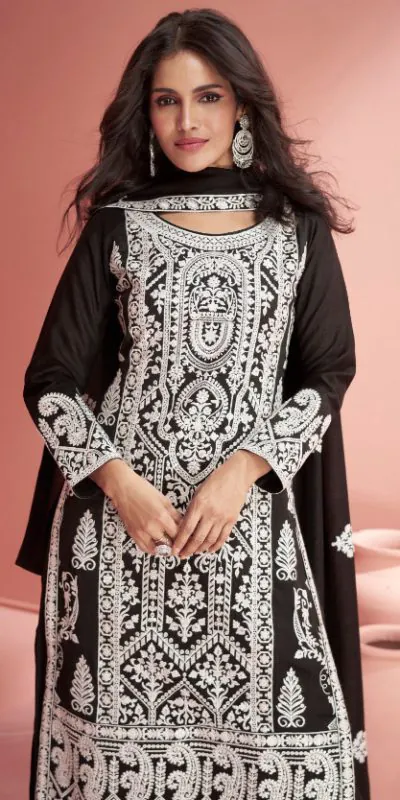 Ashirwad 9904 Black Color heavy sequence Embroidery work Salwar Suit , Wedding, Party, Festive, Events Etc. Expected Delivery 4-6 Working Days @2999/- | Jump Suits, Casual Suits, Creative suits, Designer Suits, Palazzo Suits, Party Wear Suits, Patiala Suits, Salwar suit, Straight Suits