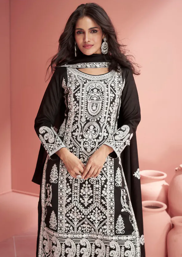 Ashirwad 9904  Black Color heavy sequence Embroidery work Salwar Suit , Wedding, Party, Festive, Events Etc. Expected Delivery 4-6 Working Days @2999/- | Jump Suits, Casual Suits, Creative suits, Designer Suits, Palazzo Suits, Party Wear Suits, Patiala Suits, Salwar suit, Straight Suits