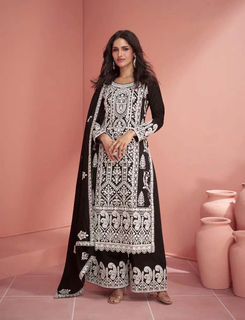 Ashirwad 9904  Black Color heavy sequence Embroidery work Salwar Suit , Wedding, Party, Festive, Events Etc. Expected Delivery 4-6 Working Days @2999/- | Jump Suits, Casual Suits, Creative suits, Designer Suits, Palazzo Suits, Party Wear Suits, Patiala Suits, Salwar suit, Straight Suits