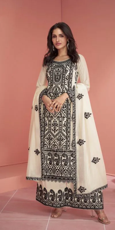 Ashirwad 9903  White Color heavy sequence Embroidery work Salwar Suit , Wedding, Party, Festive, Events Etc. Expected Delivery 4-6 Working Days @2999/- | Jump Suits, Casual Suits, Creative suits, Designer Suits, Palazzo Suits, Party Wear Suits, Patiala Suits, Salwar suit, Straight Suits