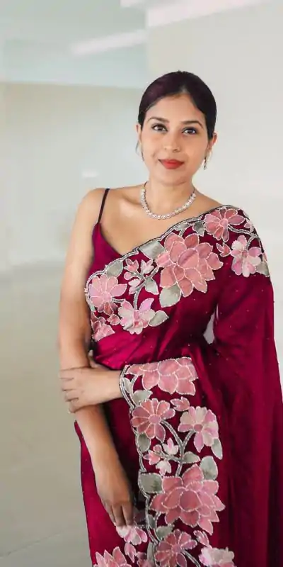 VVT 508 Wine Color Heavy Rangoli with Multi embroidery Saree Casual, Party Wear, Wedding, Events, Etc. Expected Delivery 4-6 Working Days 1999/- | Bollywood Sarees, Creative Sarees, Designer Sarees, Embroidered Sarees, Ethnic Saree, Modern Digital sarees, Party Wear Sarees, Sarees